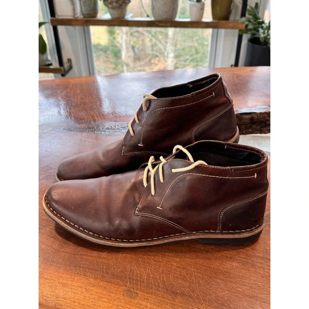 Steve Madden Men's Brown Leather‎ Chukka Boots Size 13 Lace Up Casual